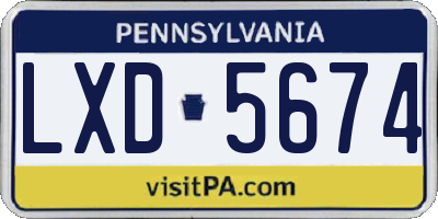 PA license plate LXD5674
