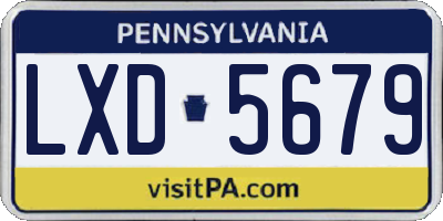 PA license plate LXD5679