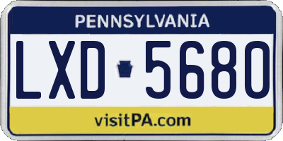 PA license plate LXD5680