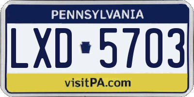 PA license plate LXD5703