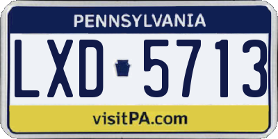 PA license plate LXD5713