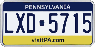 PA license plate LXD5715