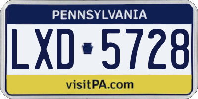PA license plate LXD5728