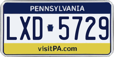 PA license plate LXD5729