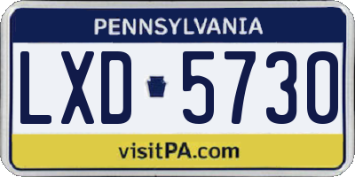 PA license plate LXD5730