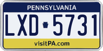 PA license plate LXD5731
