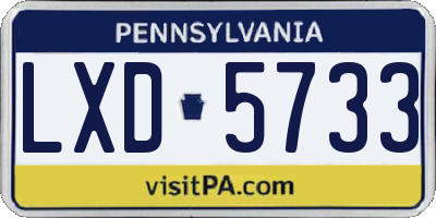 PA license plate LXD5733
