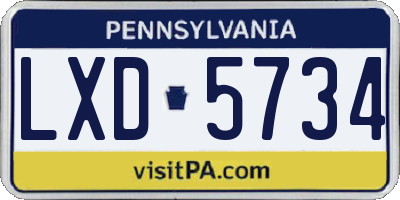 PA license plate LXD5734