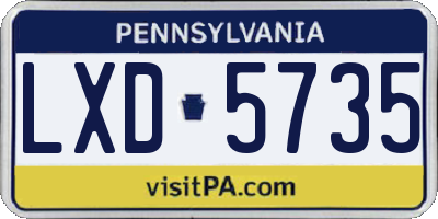 PA license plate LXD5735