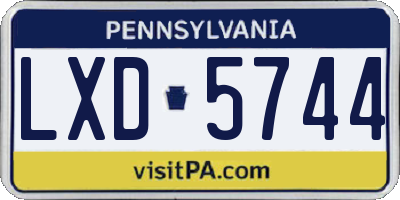 PA license plate LXD5744