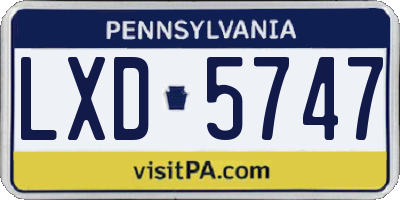PA license plate LXD5747