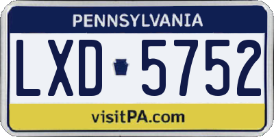PA license plate LXD5752