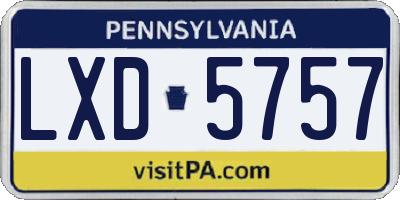 PA license plate LXD5757