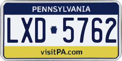 PA license plate LXD5762