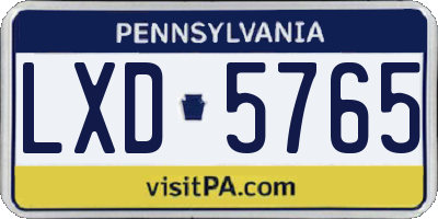 PA license plate LXD5765