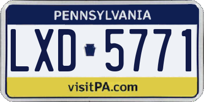 PA license plate LXD5771