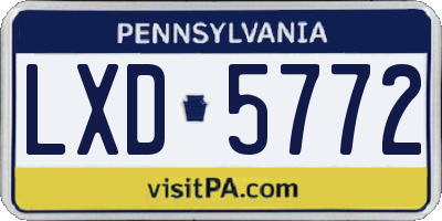PA license plate LXD5772