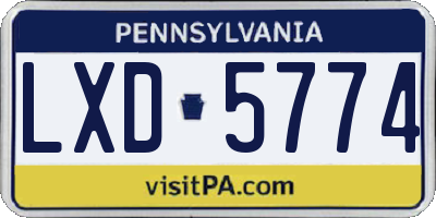 PA license plate LXD5774