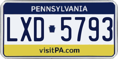 PA license plate LXD5793