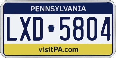 PA license plate LXD5804