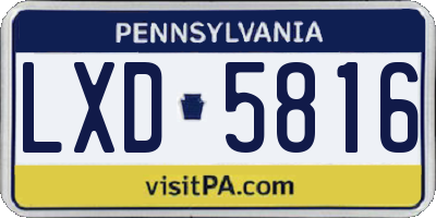 PA license plate LXD5816