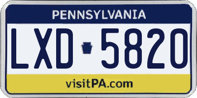 PA license plate LXD5820