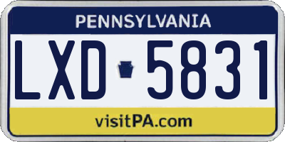 PA license plate LXD5831