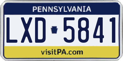 PA license plate LXD5841