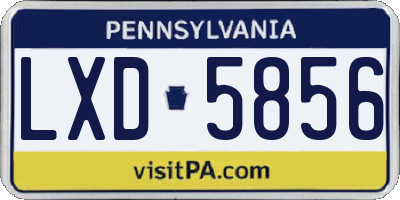 PA license plate LXD5856