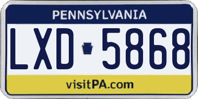 PA license plate LXD5868
