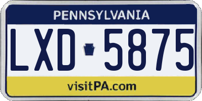 PA license plate LXD5875