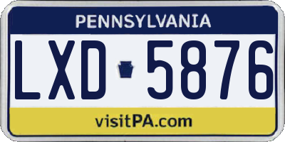 PA license plate LXD5876