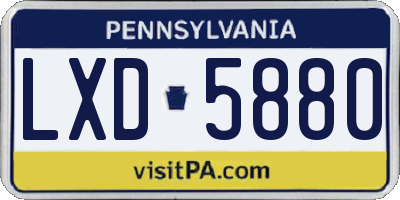 PA license plate LXD5880