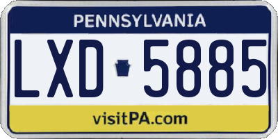 PA license plate LXD5885