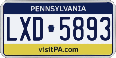 PA license plate LXD5893