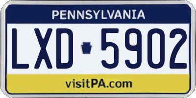 PA license plate LXD5902
