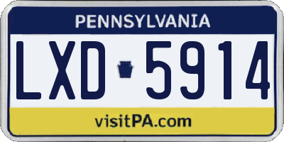 PA license plate LXD5914