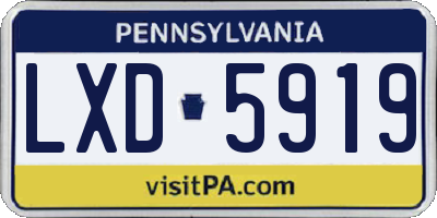 PA license plate LXD5919