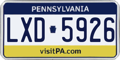 PA license plate LXD5926