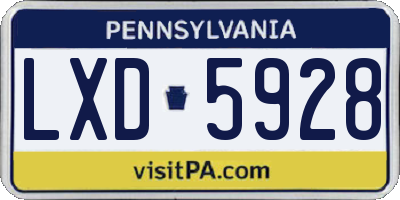 PA license plate LXD5928