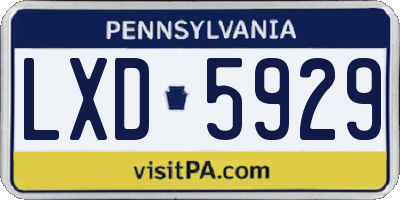 PA license plate LXD5929