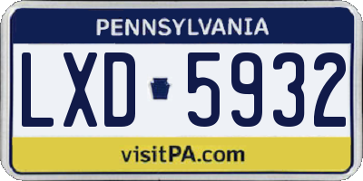 PA license plate LXD5932