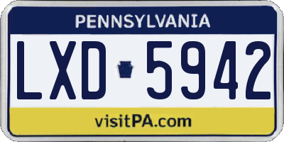 PA license plate LXD5942