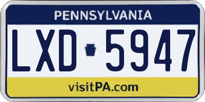 PA license plate LXD5947