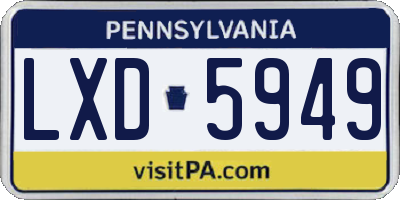PA license plate LXD5949