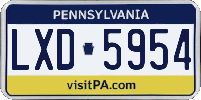 PA license plate LXD5954