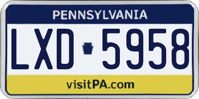 PA license plate LXD5958