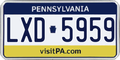 PA license plate LXD5959