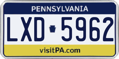 PA license plate LXD5962