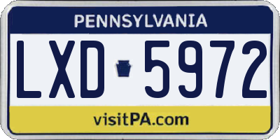 PA license plate LXD5972